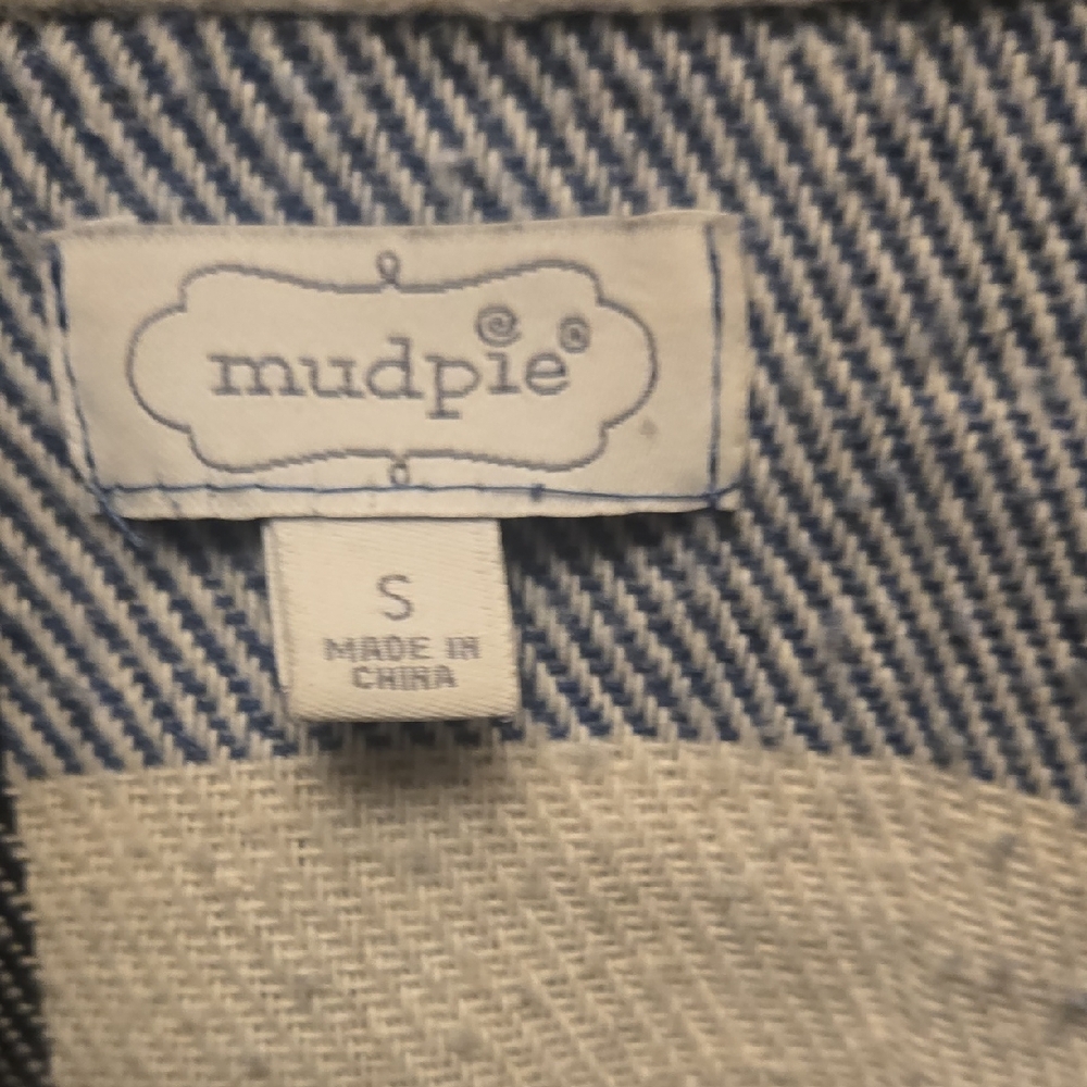 🎁Mud Pie Blue and Cream Striped Shirt/Jacket - Picture 3 of 7